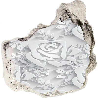 3D wandsticker gat in de muur Bloemenillusie in beton