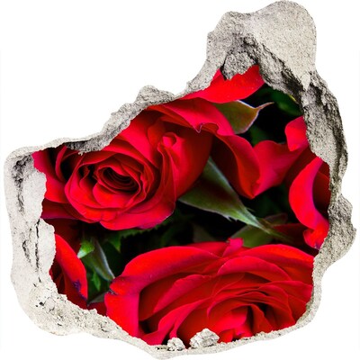 3D wandsticker gat in de muur Bloemenexplosie in beton