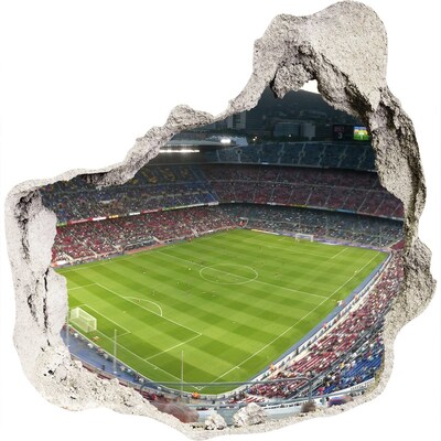 Zelfklevende muursticker 3D gat Het voetbalstadion in actie.