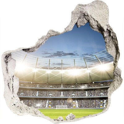 3D muursticker effect gat in de muur Het stadion in actie.