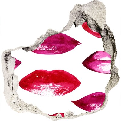 3D wandsticker gat in de muur Lippen in regenboogkleuren