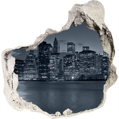 3D wandsticker gat in de muur Uitzicht op New York