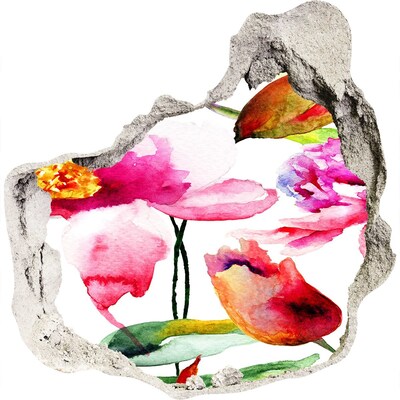 3D muursticker effect gat in de muur Bloementuin achter de muur