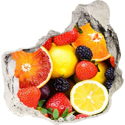 Zelfklevende muursticker 3D gat Fruitexplosie achter de muur