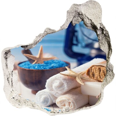 Zelfklevende muursticker 3D gat Ontspan in de spa aan zee.