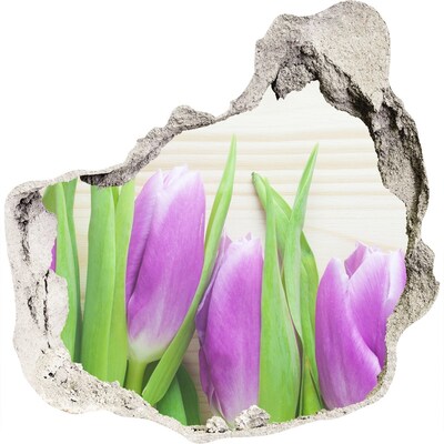 Zelfklevende muursticker 3D gat Bloemen in een gat in de muur