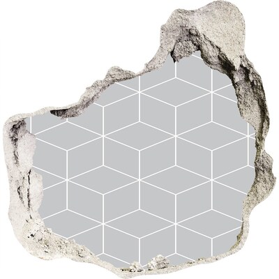 Zelfklevende muursticker 3D gat Gebroken muur met geometrische achtergrond
