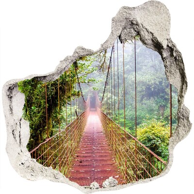 3D wandsticker gat in de muur Brug in de jungle