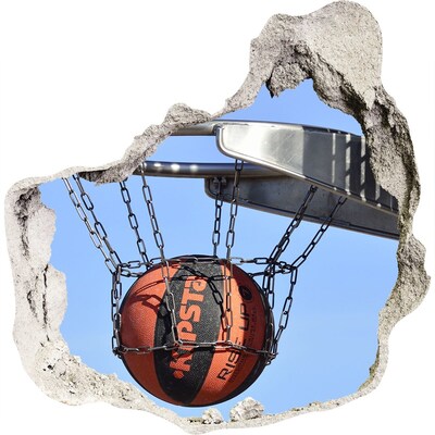 3D wandsticker gat in de muur Basketbalshot in actie