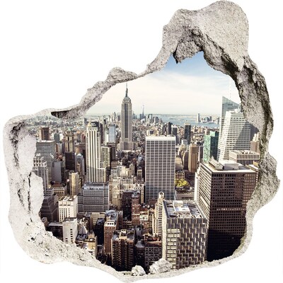 3D muursticker effect gat in de muur Uitzicht op New York