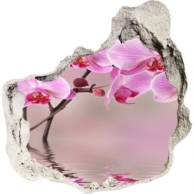 Zelfklevende muursticker 3D gat Orchidee in een gebroken muur