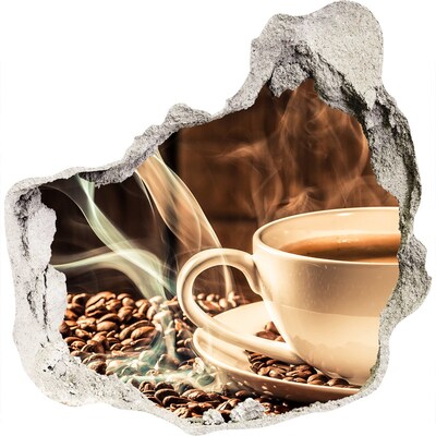 Zelfklevende muursticker 3D gat Koffie en koffiebonen