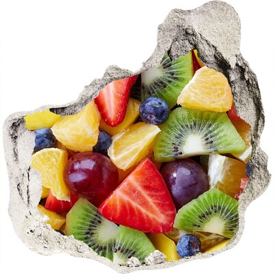 Zelfklevende muursticker 3D gat Fruitparadijs in beton