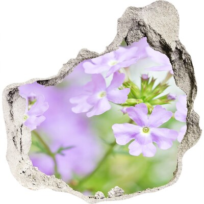 3D muursticker effect gat in de muur Een bloemenparadijs achter de muur.