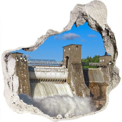 3D wandsticker gat in de muur Waterval achter de ingestorte muur