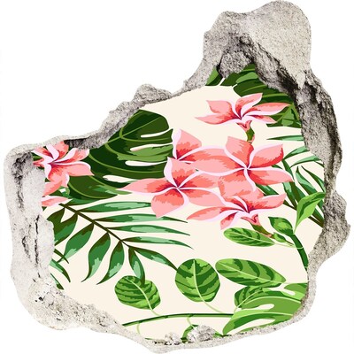 3D wandsticker gat in de muur Tropische bloementuin