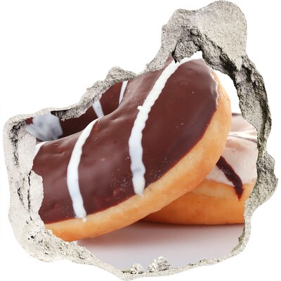 3D wandsticker gat in de muur Chocoladedonuts bij Hole in the Wall