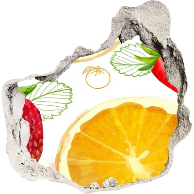 3D wandsticker gat in de muur Fruitig paradijsje in een verborgen pareltje