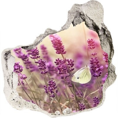 Zelfklevende muursticker 3D gat Bloemenparadijs met een vlinder