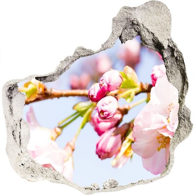 Zelfklevende muursticker 3D gat Kersenbloesems in de lente