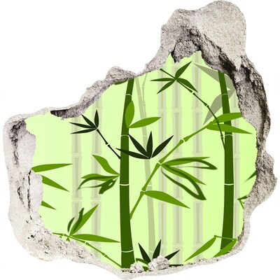 3D muursticker effect gat in de muur Groen bamboebos