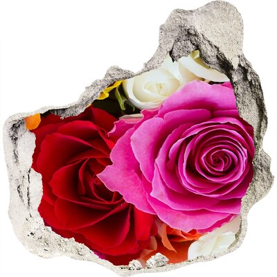3D wandsticker gat in de muur Een explosie van kleuren in de bloemenpracht