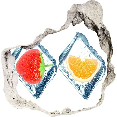 Zelfklevende muursticker 3D gat Fruitig duo op ijs