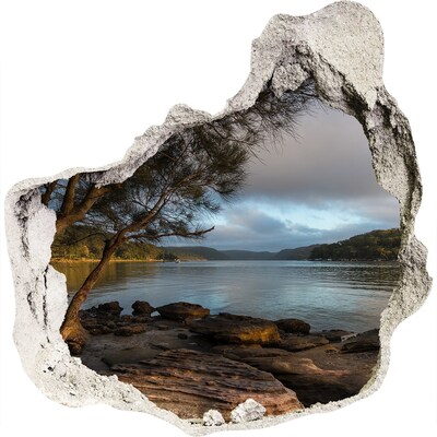Zelfklevende muursticker 3D gat Rust aan het water