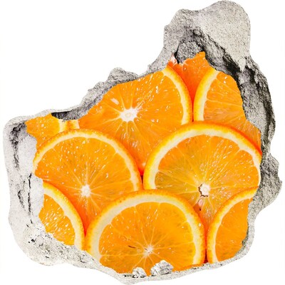 3D muursticker effect gat in de muur Zonnige sinaasappels