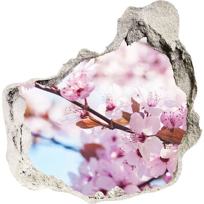 Zelfklevende muursticker 3D gat Een bloemenparadijs achter de muur