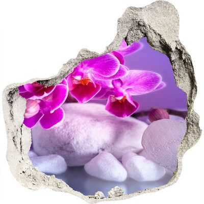 3D muursticker effect gat in de muur Bloemenparadijs met stenen
