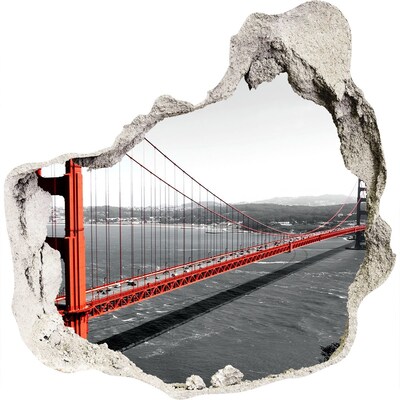 3D wandsticker gat in de muur De Golden Gate Bridge in San Francisco
