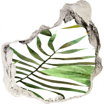 Zelfklevende muursticker 3D gat Groene palmboom door een gat in de muur