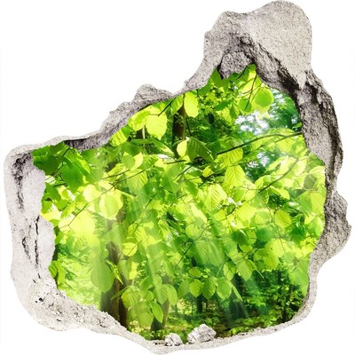 Zelfklevende muursticker 3D gat Groen bos in de zonnestralen
