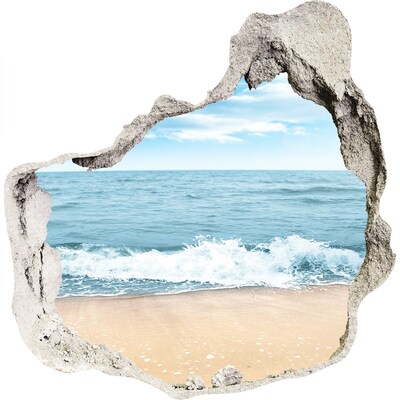 3D muursticker effect gat in de muur Uitzicht op het strand