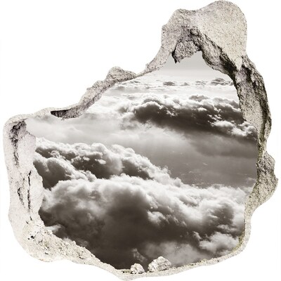 3D muursticker effect gat in de muur Uitzicht op de wolken