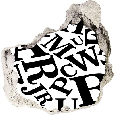 3D muursticker effect gat in de muur Gebroken letters op de muur