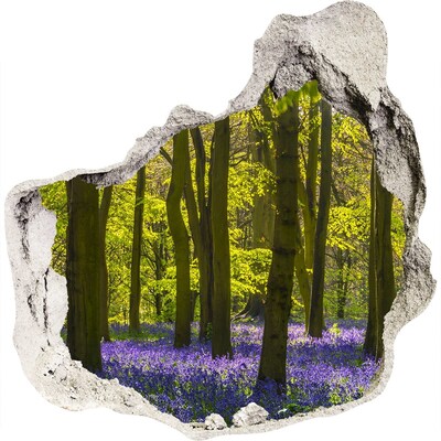 Zelfklevende muursticker 3D gat Een open plek in het bos in de lente