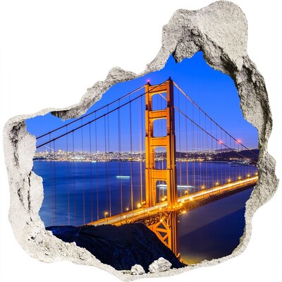 3D muursticker effect gat in de muur Golden Gate in San Francisco