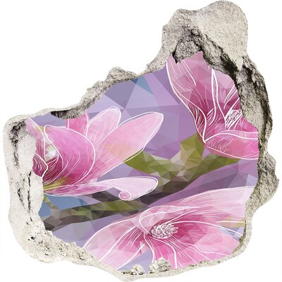 3D wandsticker gat in de muur Magnoliabloemen in een gat in de muur