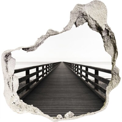 3D wandsticker gat in de muur Pier aan zee