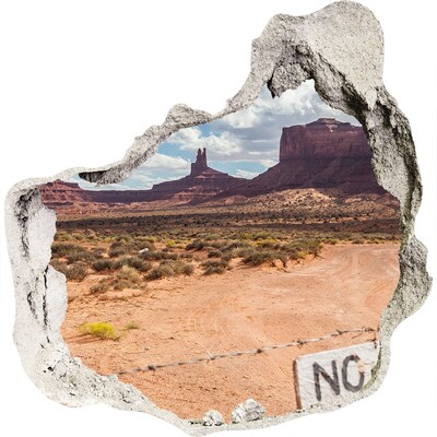 3D wandsticker gat in de muur Uitzicht op Monument Valley