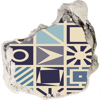 Zelfklevende muursticker 3D gat Geometrische vormen op de muur
