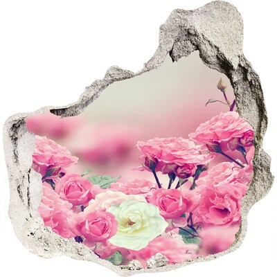 Zelfklevende muursticker 3D gat Een bloemenparadijs achter de muur.