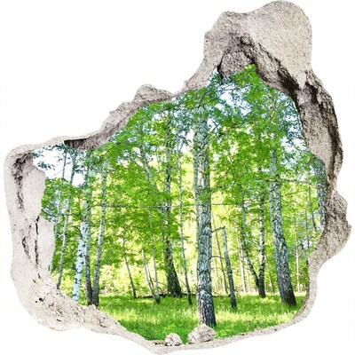 Zelfklevende muursticker 3D gat Groen bos in een gat in de muur