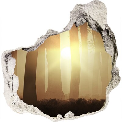 3D wandsticker gat in de muur Gouden ochtend in het bos