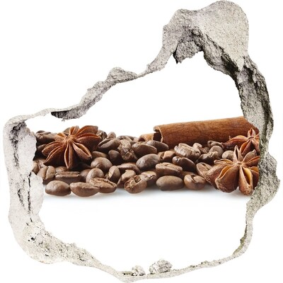 3D muursticker effect gat in de muur Koffie met kruiden