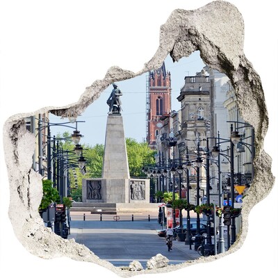 3D wandsticker gat in de muur Straat met een monument