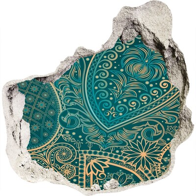 Zelfklevende muursticker 3D gat Groen boho-patroon