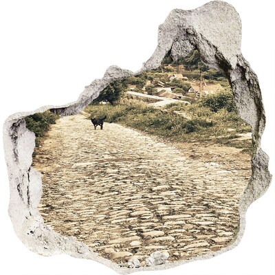 Zelfklevende muursticker 3D gat Een charmante landweg